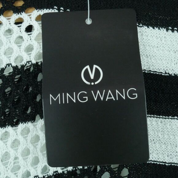 Ming Wang Women XS Jacket Open Knit Sweater Knit Career Mandarin Collar Artsy - Picture 9 of 10